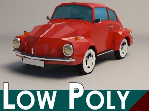 low-poly cartoon vw beetle 3D Model