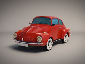 low-poly cartoon vw beetle Modelo 3D