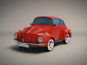 low-poly cartoon vw beetle 3D Model