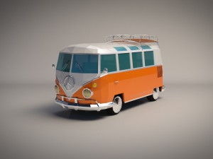 low-poly cartoon vw transporter bus 3D Model