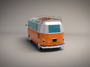 low-poly cartoon vw transporter bus 3D Model