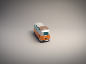 low-poly cartoon vw transporter bus 3D Model