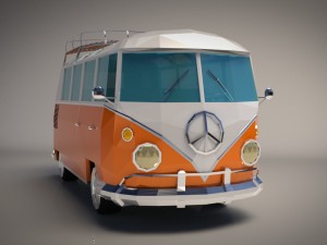 low-poly cartoon vw transporter bus 3D Model