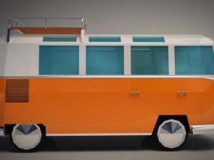 low-poly cartoon vw transporter bus 3D Model