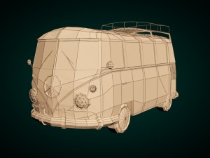 low-poly cartoon vw transporter bus 3D Model