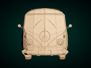 low-poly cartoon vw transporter bus 3D Model