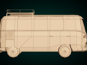 low-poly cartoon vw transporter bus 3D Model