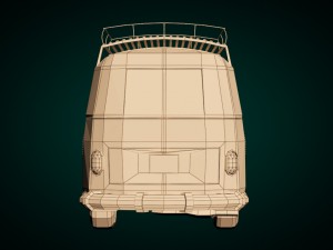 low-poly cartoon vw transporter bus 3D Model
