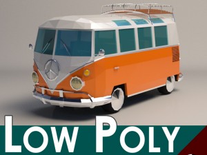low-poly cartoon vw transporter bus 3D 模型