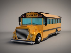 low-poly cartoon school bus 3D Model