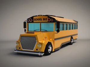 низкополигональный мультфильм школьный автобус 3D Модель