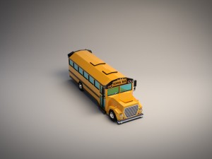 low-poly cartoon school bus 3D Model