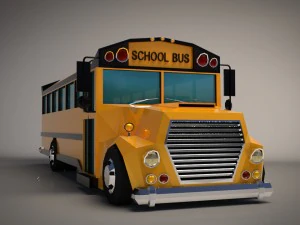 низкополигональный мультфильм школьный автобус 3D Модель