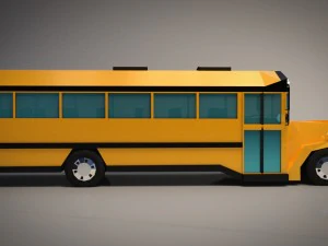низкополигональный мультфильм школьный автобус 3D Модель