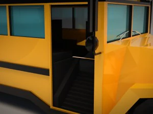 низкополигональный мультфильм школьный автобус 3D Модель