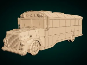низкополигональный мультфильм школьный автобус 3D Модель