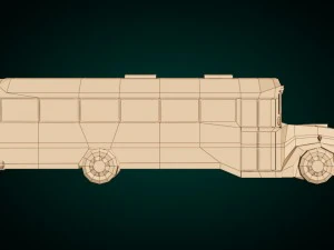 низкополигональный мультфильм школьный автобус 3D Модель