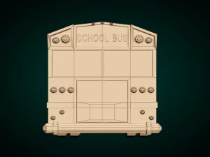 низкополигональный мультфильм школьный автобус 3D Модель