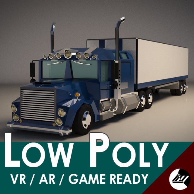 low-poly cartoon lorry truck Modello 3D .c4d .max .obj .3ds .fbx .stl .blend 