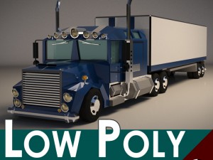 low-poly cartoon lorry truck Model 3D