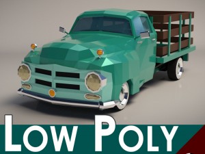 low-poly cartoon vintage pickup truck 3D Model