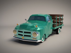 low-poly cartoon vintage pickup truck 3D Model