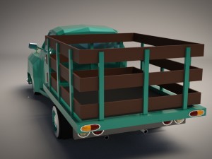 low-poly cartoon vintage pickup truck 3D Model
