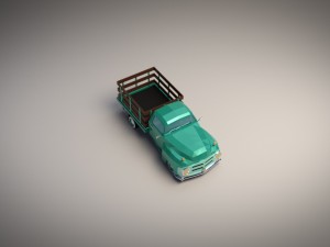low-poly cartoon vintage pickup truck 3D Model