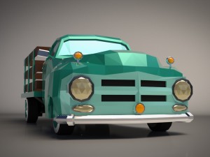 low-poly cartoon vintage pickup truck 3D Model