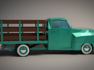 low-poly cartoon vintage pickup truck 3D Model