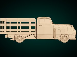 low-poly cartoon vintage pickup truck 3D Model