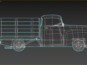 low-poly cartoon vintage pickup truck 3D Model