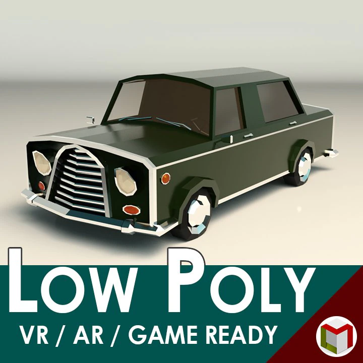 low-poly cartoon limousine car 3D Model .c4d .max .obj .3ds .fbx .stl .blend