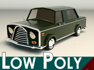 low-poly cartoon limousine car 3D Model