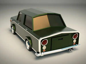 low-poly cartoon limousine car 3D Model