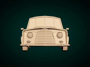 low-poly cartoon limousine car 3D Model