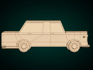 low-poly cartoon limousine car 3D Model