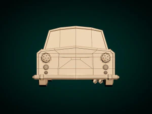 low-poly cartoon limousine car 3D Model