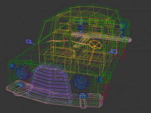 low-poly cartoon limousine car 3D Model