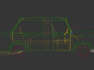 low-poly cartoon limousine car 3D Model