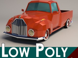 low-poly cartoon vintage pickup truck 3D Model