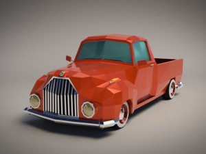 low-poly cartoon vintage pickup truck Model 3D