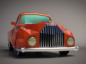 low-poly cartoon vintage pickup truck Model 3D