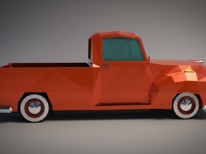 low-poly cartoon vintage pickup truck Model 3D