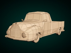 low-poly cartoon vintage pickup truck Model 3D