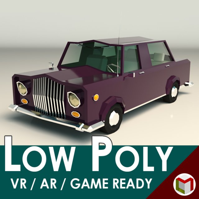 low poly sedan car 02 3D Модель .c4d .max .obj .3ds .fbx .stl .blend 