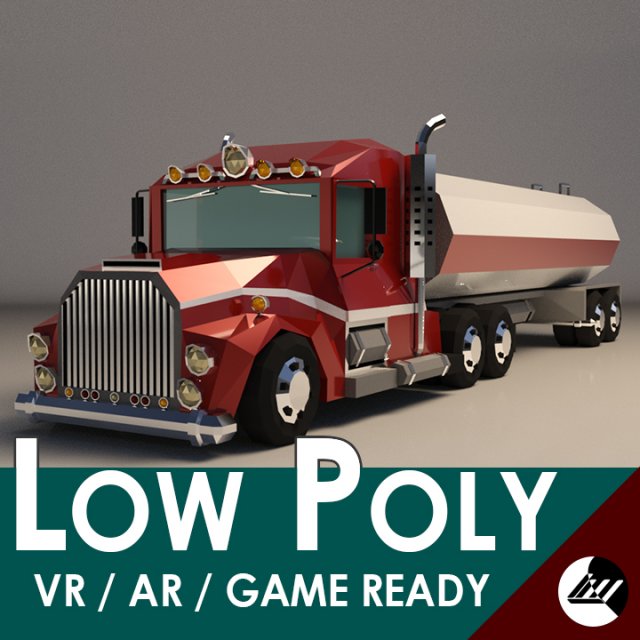 low-poly cartoon tank truck Model 3D .c4d .max .obj .3ds .fbx .stl .blend 