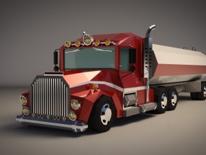 low-poly cartoon tank truck Model 3D