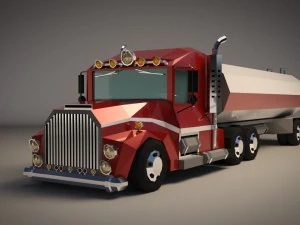 camion cisterna dei cartoni animati a basso numero di poligoni Modello 3D