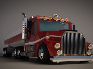 low-poly cartoon tank truck Model 3D